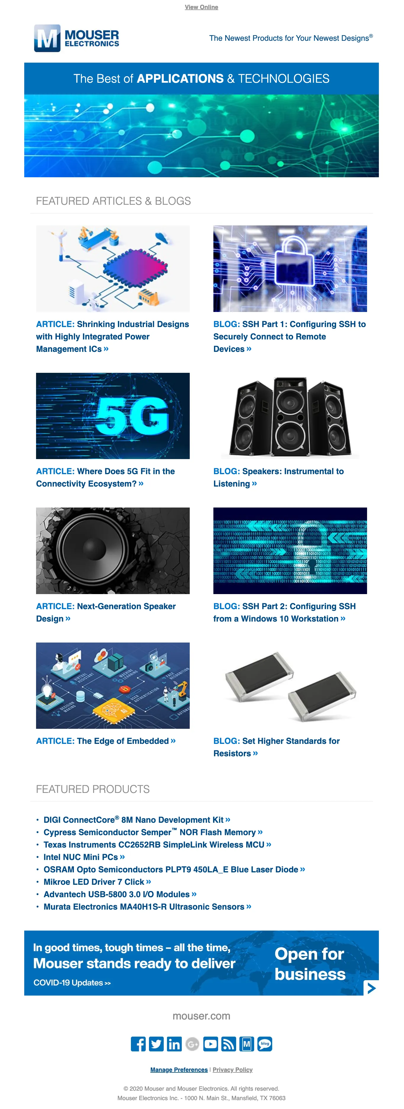 Best of Applications and Technology 2020 newsletter