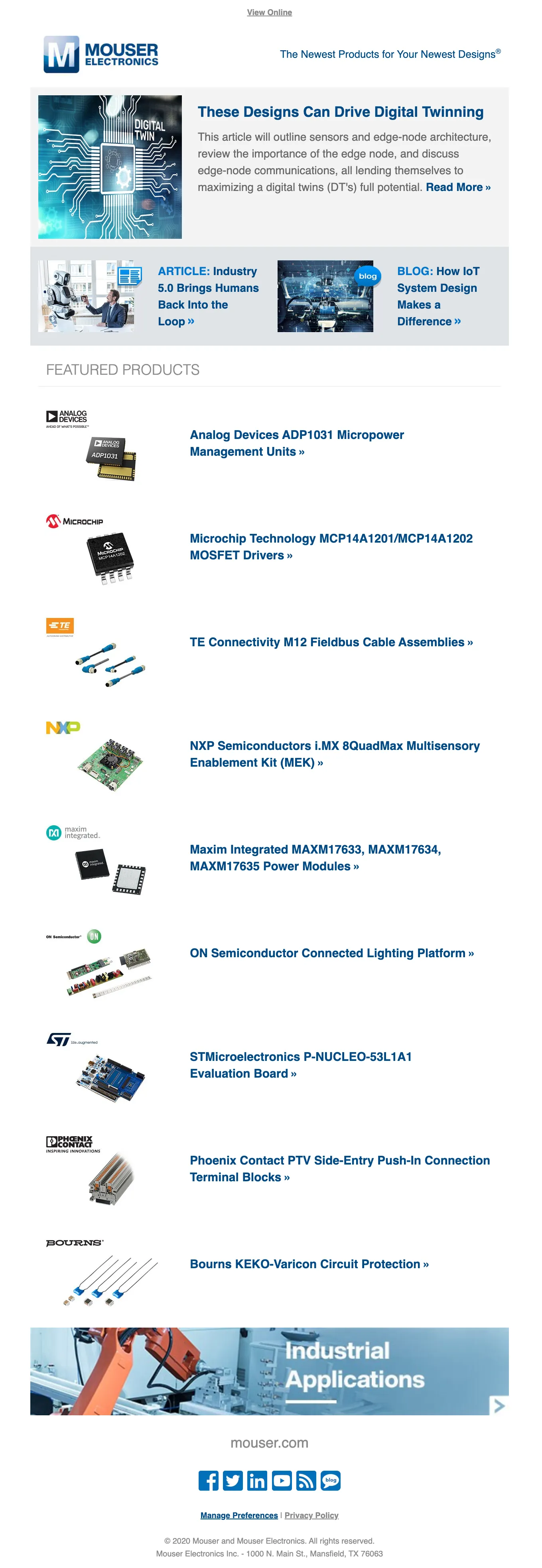 Industrial applications newsletter