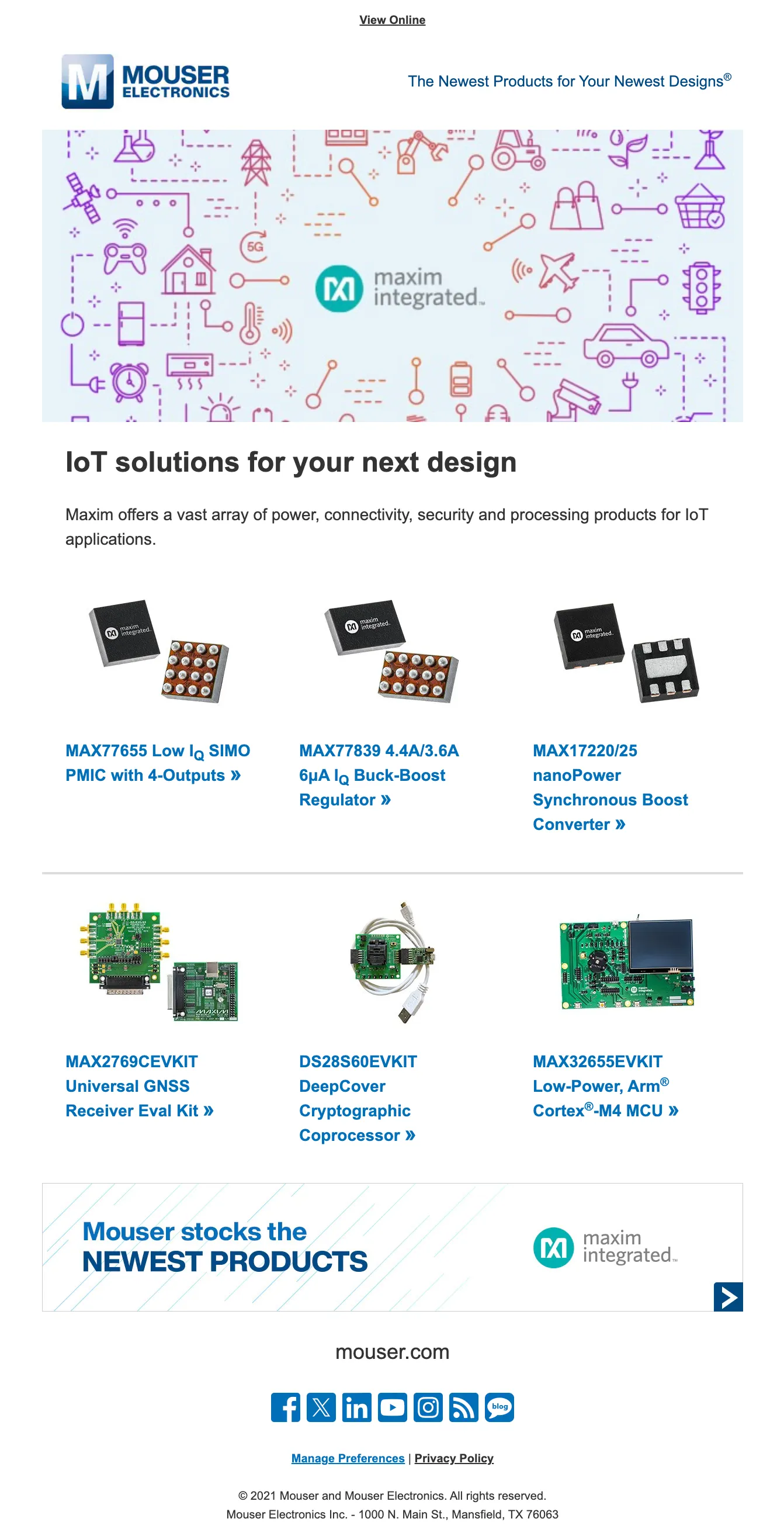 Supplier showcase email for Maxim Integrated