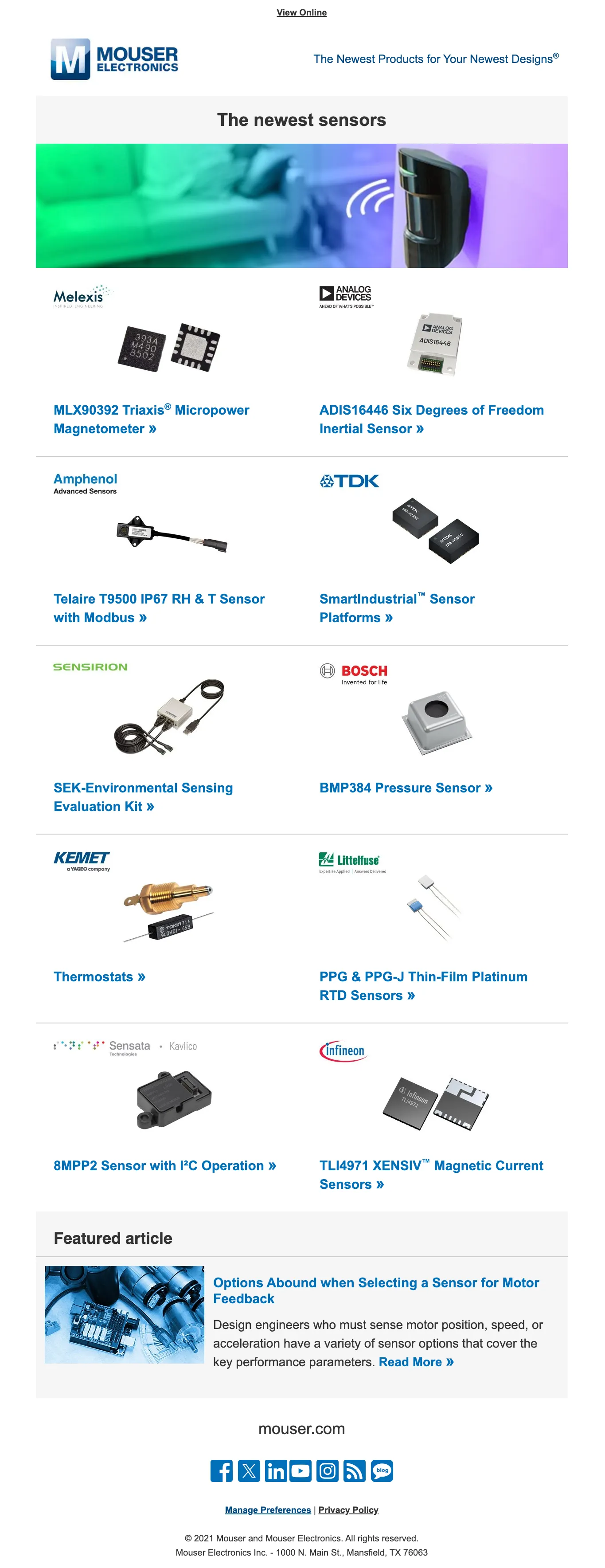 Newest sensors newsletter